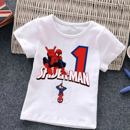 Summer Marvel Spiderman Cotton Children T-shirt 1-9 Years Old Birthday Gift Boy Clothing Fashion Casual T Shirt Baby Kid Tee Top