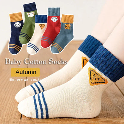 Baby Socks 5 Pairs/lot Autumn Cotton Socks Girls Boys 1-14T  Kids Cartoon Bear Pattern