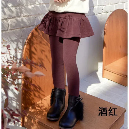 Girls Skirt Leggings Kids Skirt-pants 2024 Spring Autumn Teens Pant 2 To 12Yrs Children's Candy Color Clothing Korean Style