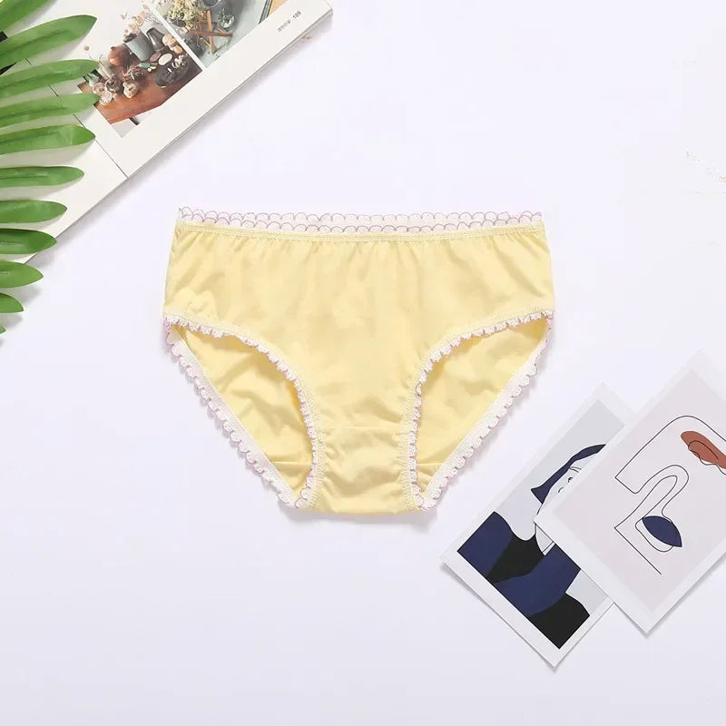 6Pcs/Lot Random Color Girls Solid Briefs Panties Kids Underwear  Cotton 1-12years