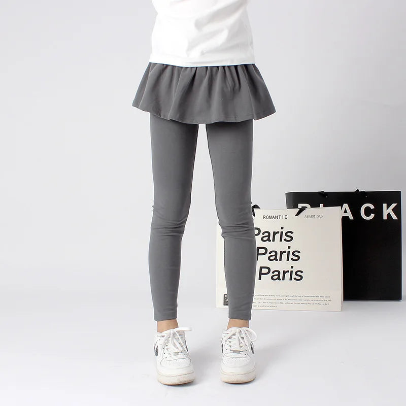 Children's Pants 5-15Y Girls Spring Autumn Trousers Kids's Cotton Versatile Solid Color Culottes Skirt Girls' Leggings