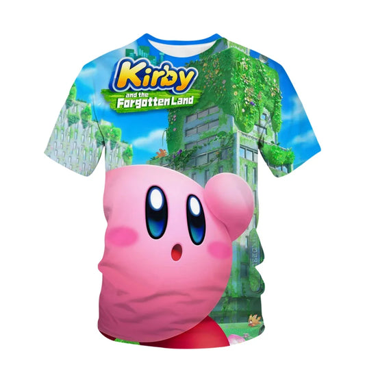 Anime Kawai Super Cute Star Kabi Cartoon Printed Children's Kirby Clothing T-shirt Summer Short Sleeve Children's Fashion G