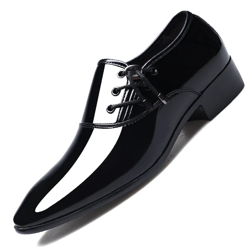 Trending Italian Patent Leather Shoes for Men Business Shoe Lace Up Oxfords Plus Size Male Wedding Party Shoes Men Black Leather