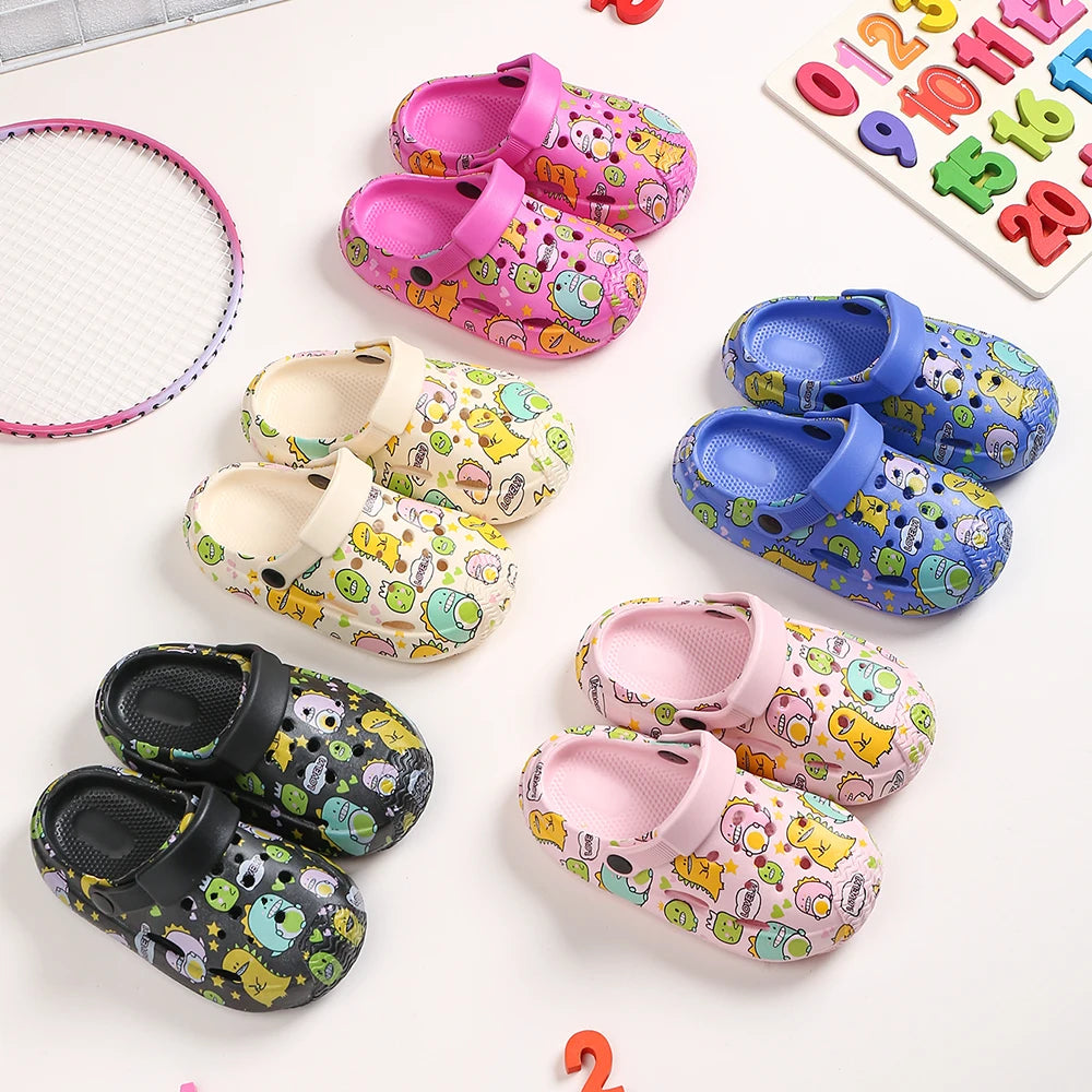 Summer Children Slippers Cute Cartoon Print Hole Shoes Soft Anti-Slip Slippers Sandal for Boy Girl Fashion Beach Flip Flop