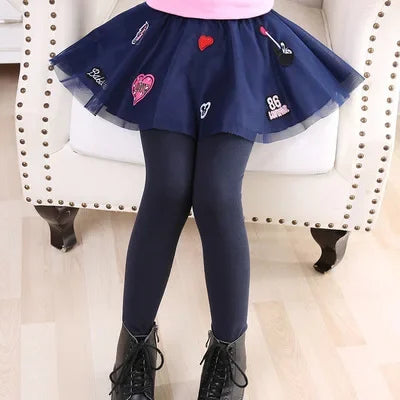 Girls Skirts Pants For Spring Autumn Pantskirt Kids Mesh Leggings Girl Culottes Teenagers Kids Dance Pants Skirt Trousers