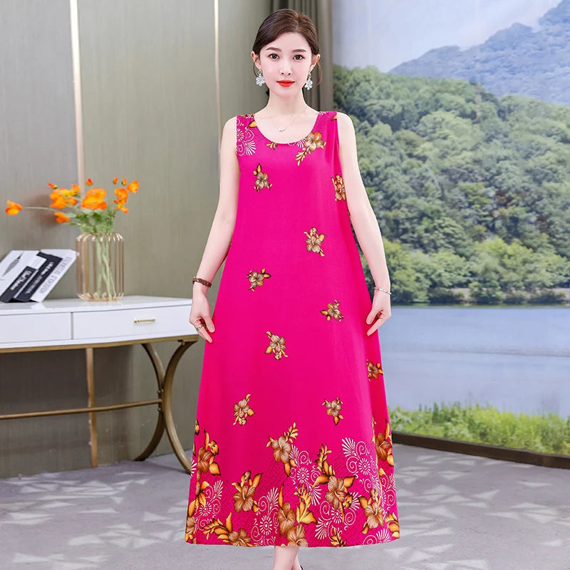 New Hot Fashion Summer Dresses For Women Print Vintage O-neck Dress Sundress Fashion A-line Dress Women Clothing