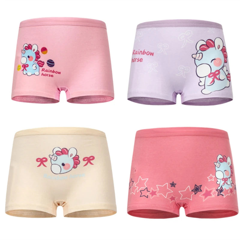 4pcs/lot Cartoon girls briefs Panties 100% Cotton Short Pants Cartoon Panties Girls' Underwear