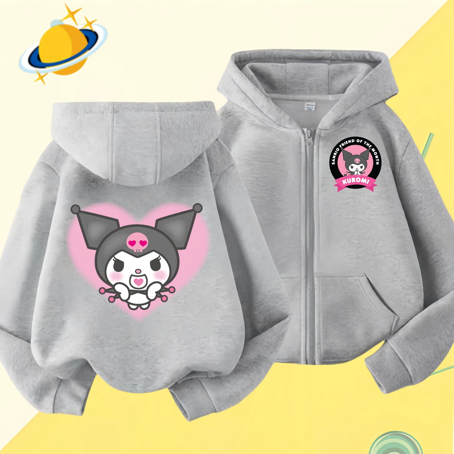 2024 New Baby Boys Girls Sanrio Kurom  Jacket zipper coat Spring Autumn Children Outerwear Kids Cotton Clothes for 1-14 Year