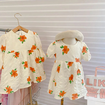 New Girls Summer Princess Dress Breathable Short-Sleeved Dress Lady Sweet Floral Vestidos Children'S Clothing Baby Kids Clothes