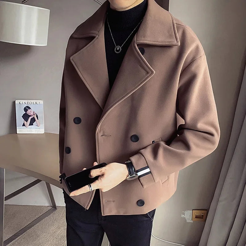 Autumn And Winter New Men's Trench Coat Jacket Casual Warm Wool Coat