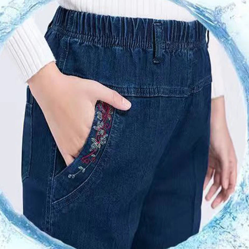 Baggy Elastic High Waist Harem Jeans Women Chic Embroidery Streetwear Big Size 5xl Denim Pants Korean Casual Vintage Vaqueros