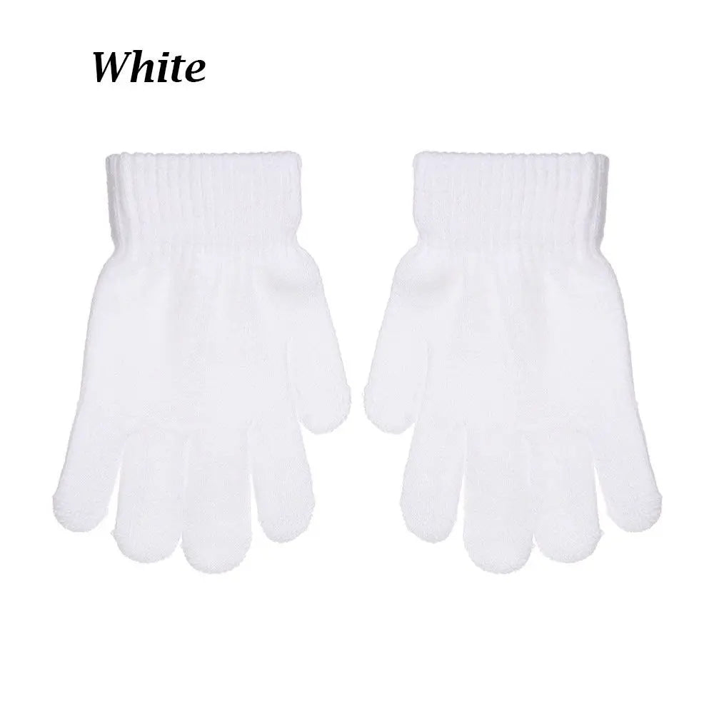 Kids Gloves Autumn Winter Keep Warm Boys Girls Candy Color Stretch Knitted Mittens Children Full Finger Gloves Clothes Accessory