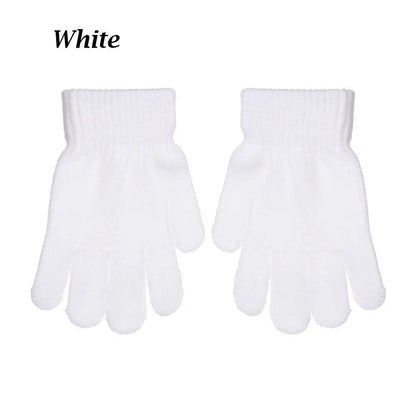 Kids Gloves Autumn Winter Keep Warm Boys Girls Candy Color Stretch Knitted Mittens Children Full Finger Gloves Clothes Accessory