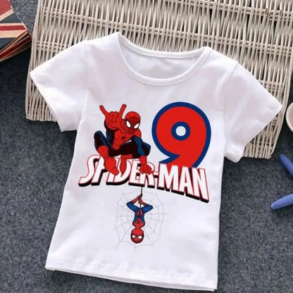 Summer Marvel Spiderman Cotton Children T-shirt 1-9 Years Old Birthday Gift Boy Clothing Fashion Casual T Shirt Baby Kid Tee Top