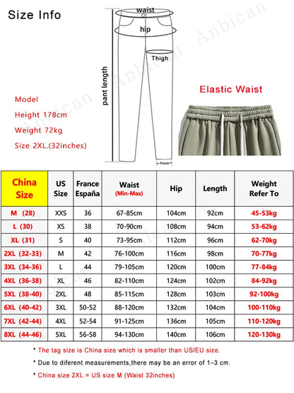 Big Size Men Sweatpants Spring Autumn Casual Baggy Jogger Pants String Banding Solid Color Sportswear Cotton Loose Trousers 8XL