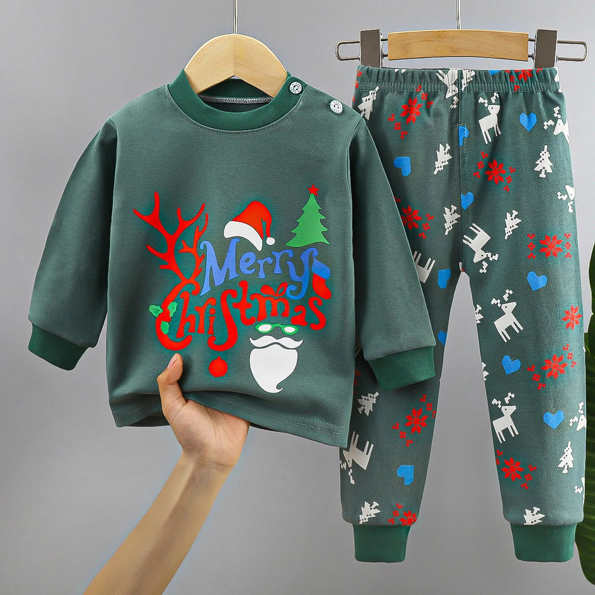 2024 Ins Autumn Children Boys 2PCS Pajamas Set Pure Cotton Warm Full Printed Stretch Kids Girls Sleepwears Toddler Girl Homewear