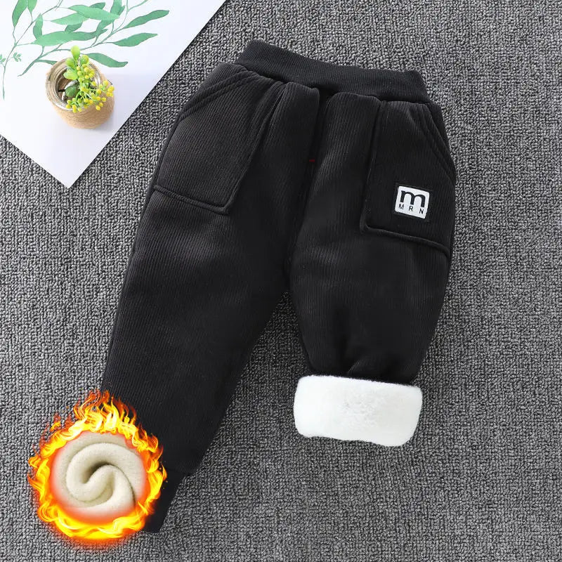 Winter Kid Thick Fleece Trousers Autumn 0-6Y Children Straight Warm Sports Pant Baby Girl Elastic Waist Jogger Sweatpant for Boy