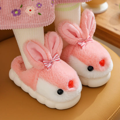 Winter Kids Slippers Toddler Girls Animal Cat Flip Flop Plush Parent Slides Baby Boys Indoor Shoes Warm House Children Slippers