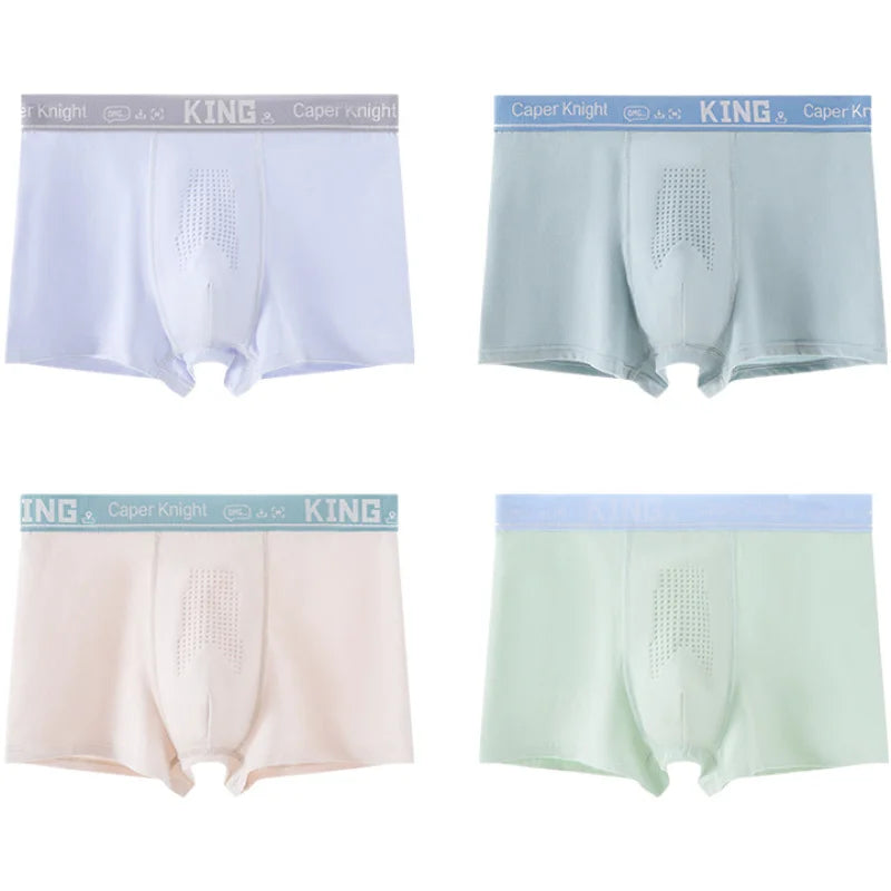 4PCS Teens Boys Cotton Antibacterial Panties Kid Solid Thin Breathable Knickers 9+y Young Child Underwear Teenagers Daily Briefs