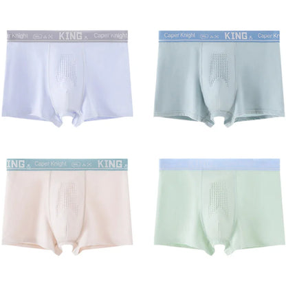 4PCS Teens Boys Cotton Antibacterial Panties Kid Solid Thin Breathable Knickers 9+y Young Child Underwear Teenagers Daily Briefs