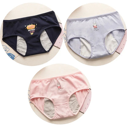 3pcs Cute Cartoon Girls Menstrual  Panties For Teenager Leakproof Physiological Period Underwear Children Panties for periods