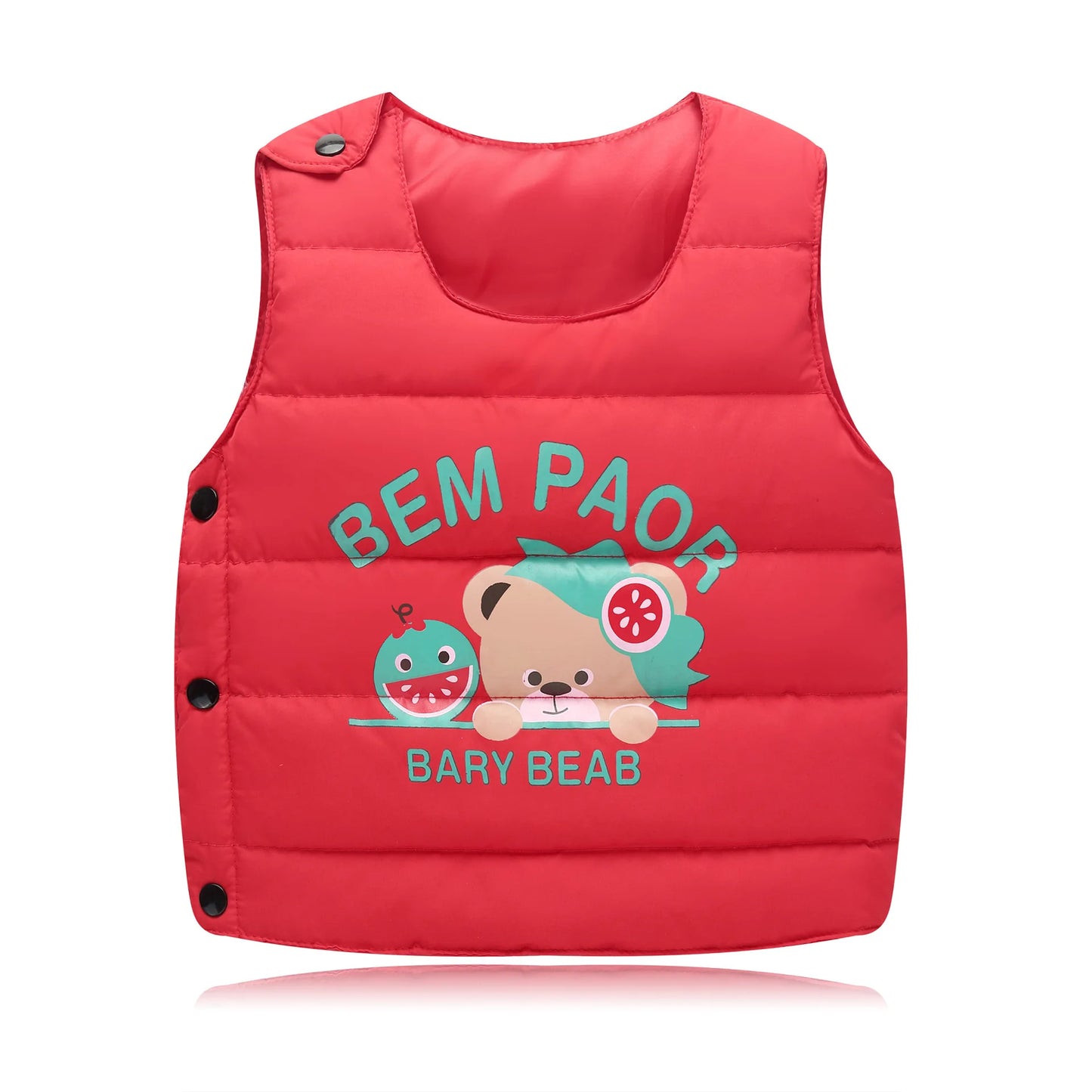 2024 Cartoon Printed Children's Cotton Sleeveless Vest Autumn Winter Baby Boys Girls Warm Outerwear Coats