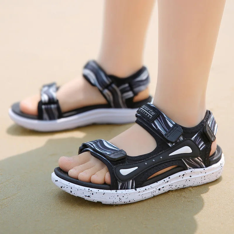 Spring Summer Brand Kids Sandals Boys Girls Beach Shoes Breathable Flat Sandals PU Leather Children Outdoor Shoes Size 28-40