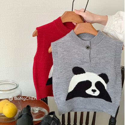 Autumn  Winter New Children's Sweater Vest for Boys and Girls Children's Knitted Sweater Fashion Adorable Cartoon Versatile Top