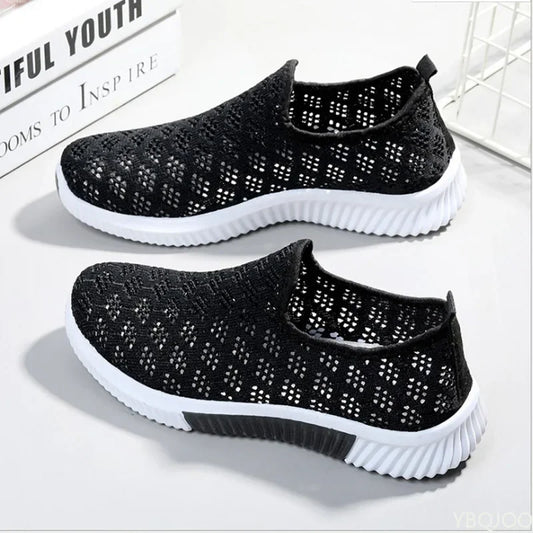 New Fashion Mesh Shoes Women Shoes Mesh Sports Shoes Breathable Flats Soft Sole Casual Sneakers 2024