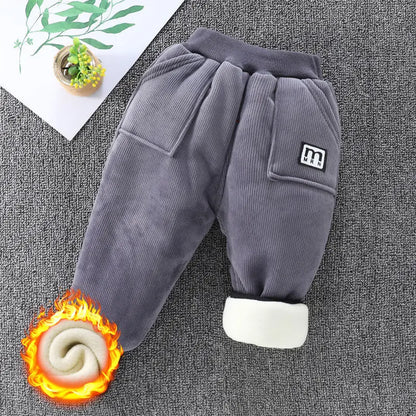 Winter Kid Thick Fleece Trousers Autumn 0-6Y Children Straight Warm Sports Pant Baby Girl Elastic Waist Jogger Sweatpant for Boy