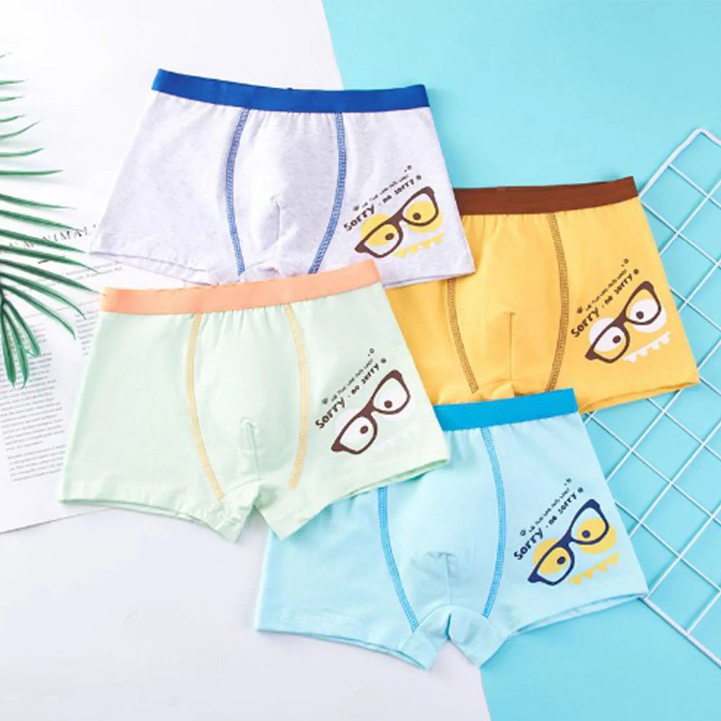 4Pcs Boy Cartoon Boxers Kids Short Quality Cotton Panties Children Underpants Size M-4XL Dinosaur Anime Design Cute Boxers