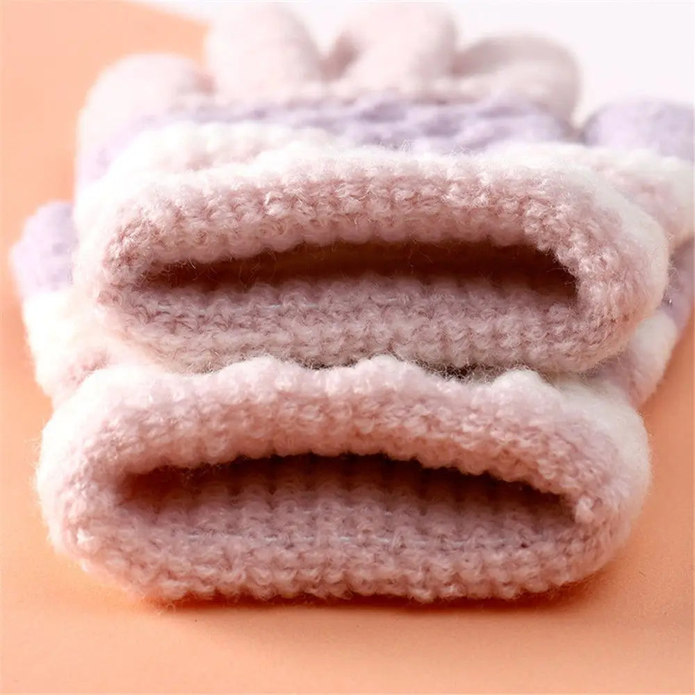 Kids Mittens Winter Autumn Stripe Elastic Full Finger Knitted Gloves Children Girls Boys Outdoor Warm Thick Gloves 3-8 Years