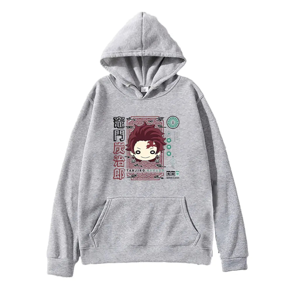 Demon Slayer Anime Hooded Kamado Tanjirou Printed Men Women Hoodies Long Sleeve Casual Loose Sweatshirt Harajuku Streetwear