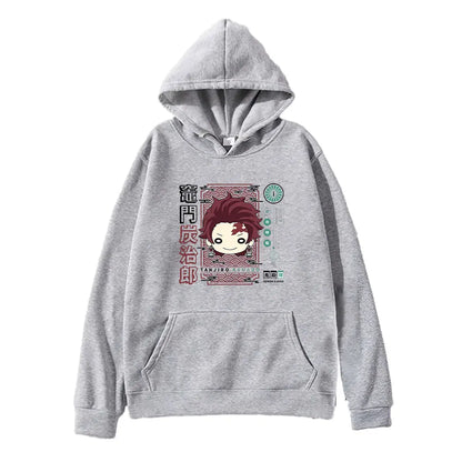 Demon Slayer Anime Hooded Kamado Tanjirou Printed Men Women Hoodies Long Sleeve Casual Loose Sweatshirt Harajuku Streetwear