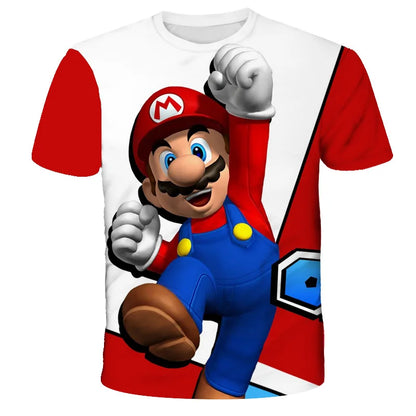 Summer Super Mario Boys Cartoon Top T-shirt Short sleeved Boys Super Mario Children Summer Top Short sleeved Children's T-shirt