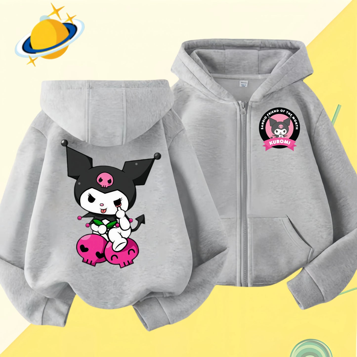 2024 New Baby Boys Girls Sanrio Kurom  Jacket zipper coat Spring Autumn Children Outerwear Kids Cotton Clothes for 1-14 Year