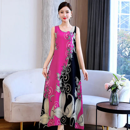 New Hot Fashion Summer Dresses For Women Print Vintage O-neck Dress Sundress Fashion A-line Dress Women Clothing