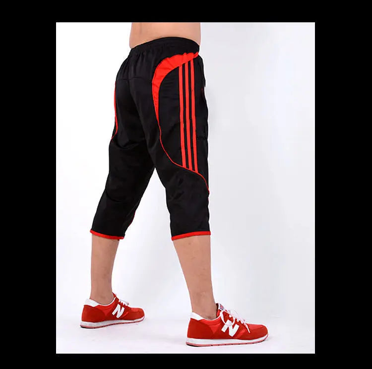 Summer Men Thin Striped Sweatpants Basketball Football Training Joggers Gym Outdoor Hiking Cycling Sports Quick Dry Capris Pants