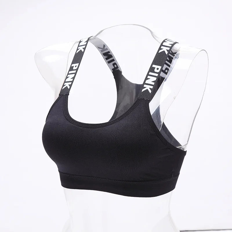 Women's Sports Bra Push Up Fitness Bra Yoga Bra Sport Underwear Running Gym Fitness Tops Black White Letters Seamless Underwear