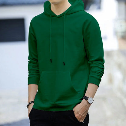 Mens Autumn Fashion Solid Color Harajuku Street Sweatshirt Hoodie Long Sleeves Casual Baggy Clothes Tops Hip Hop Sports Pullover