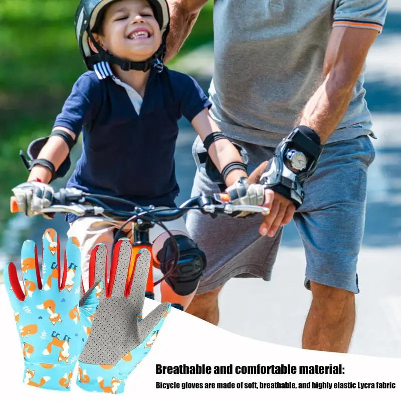 Kids Bike Gloves Ice Silk Sun Protection Gloves For Kids Toddler Full Finger Gloves For Riding Roller Fishing Biking Skating