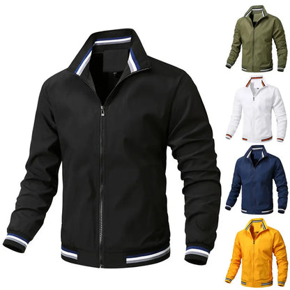 2024 Men's Jacket Spring and Autumn Stand Collar Zipper Outdoor Sports Coat Oversized Tops Windbreaker Varsity Jacket for Men