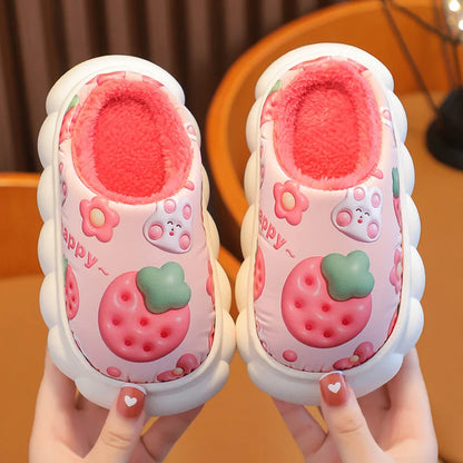 Children Slipper Winter Shoe for Girl Kid Waterproof Leather Surface Cotton Slipper Home Boy Shoe Children's Indoor Slides 1-12Y