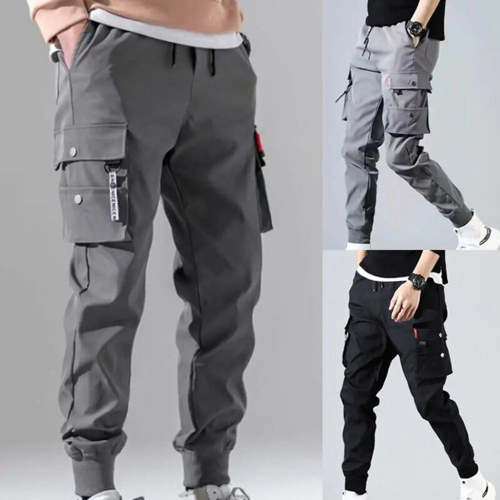 ﻿ Men Cargo Tactical Pants Work Combat Multi-pockets Casual Training Trousers Joggers Hiking Mens Large Size Loose Sports Pants