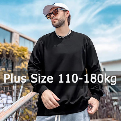 Oversized Tops Men Plus Size Autumn Pullovers Sweatshirts 6XL 7XL 110-180kg Man Round Neck Long Sleeve Printed Big Size Clothing