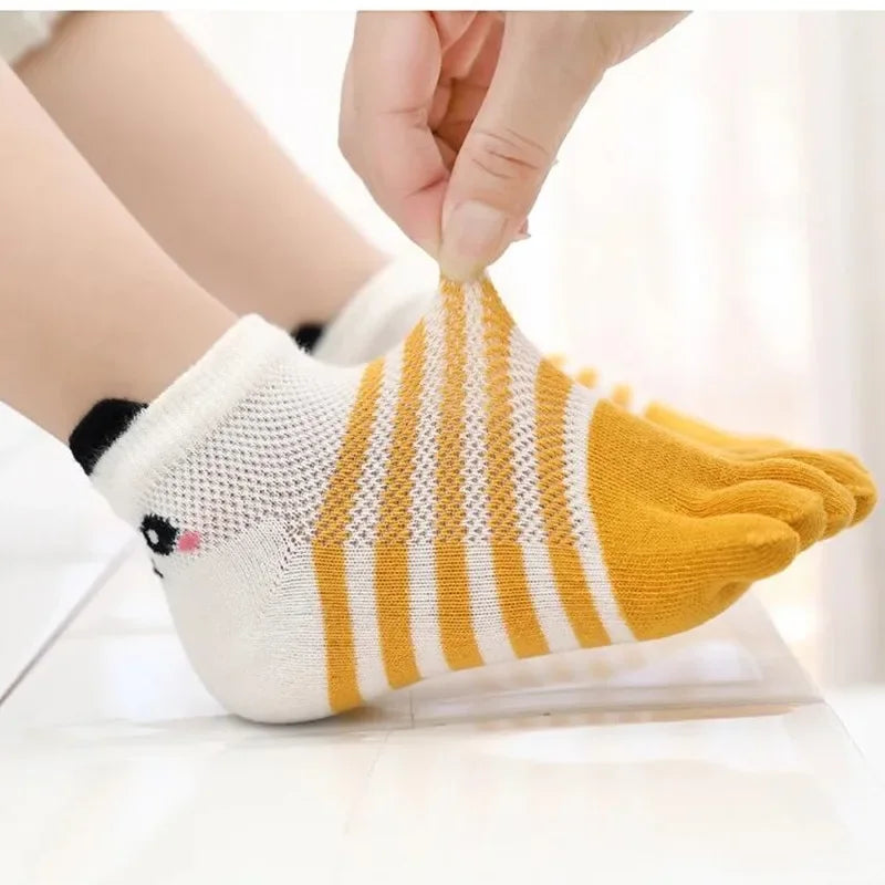 Toddler Baby Kids Girls Boys Cartoon Socks Babies Child Animal Five Fingers Sock Hosiery Mesh Breathable Toe Socks Accessories