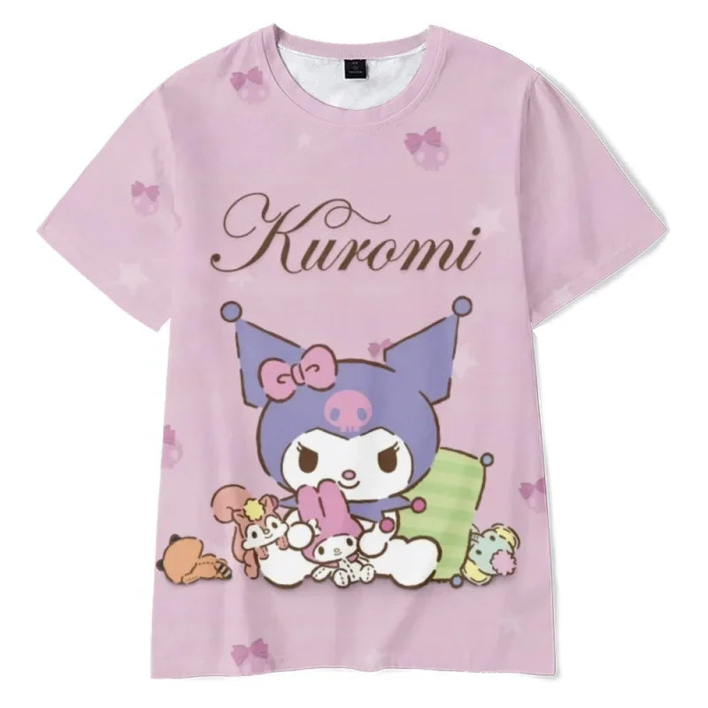 2023 Anime Cartoon Summer Kuromi T-Shirt My Melody Hello Kitty 3D Print Cartoons Clothes Kid Girl Boy Fashion T Shirt Casual Top