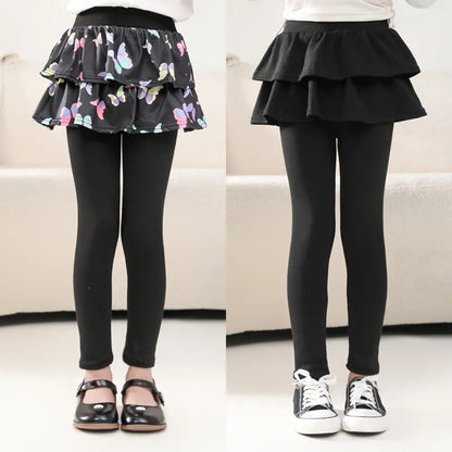 Girls' Leggings Spring and Autumn Styles Children's Fake Two-piece Pantskirt  Wearing Elastic Skirt Pants for  Girls Outside