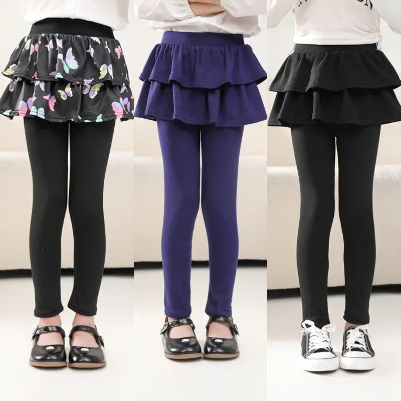 Girls' Leggings Spring and Autumn Styles Children's Fake Two-piece Pantskirt  Wearing Elastic Skirt Pants for  Girls Outside