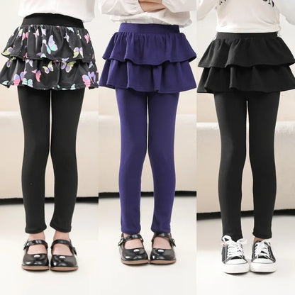 Girls' Leggings Spring and Autumn Styles Children's Fake Two-piece Pantskirt  Wearing Elastic Skirt Pants for  Girls Outside